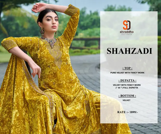 Shahzadi By Shraddha Designer Winter Wear Velvet Salwar Suits Wholesale Online
